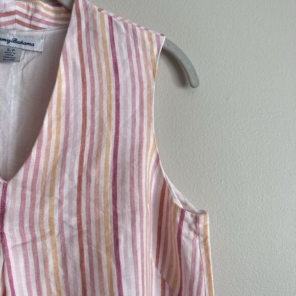 Tommy Bahama Linen Dress Sleeveless V-Neck Pink Dress Size Small Preppy Boat - Picture 4 of 10